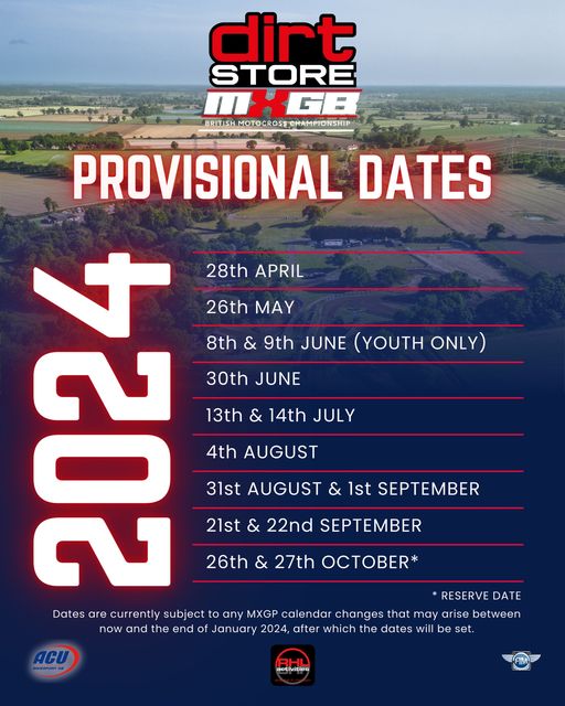2024 CALENDAR UPDATE Dirt Store ACU British Motocross Championship
