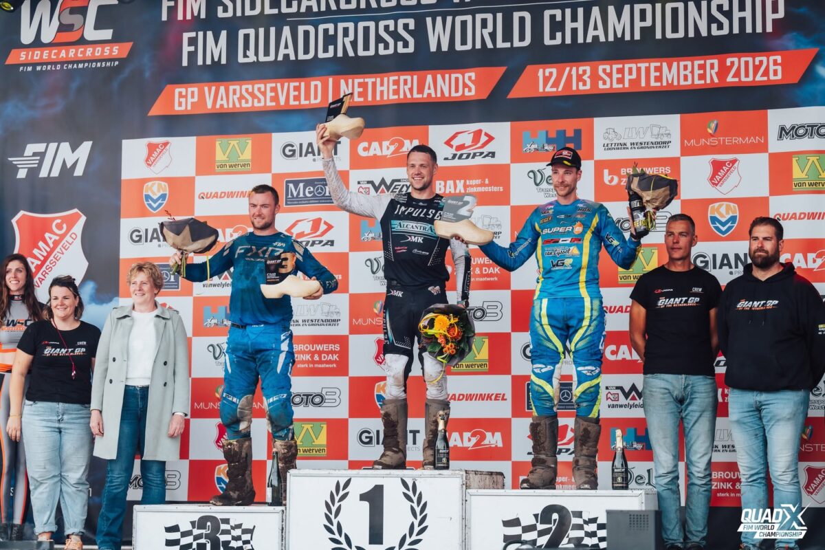 Mark McLernon racing at the 2026 FIM Quadcross World Championship finale in Varsseveld
