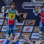 Todd Kellett celebrating on the podium after winning the 2026 Berck Beach-Cross in France.