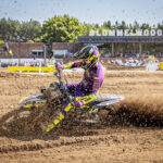 Billy Askew celebrates his first EMX250 race victory at the MXGP of Flanders in Lommel.
