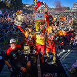 Team Belgium celebrate their 2026 Motocross of Nations victory at Ernée