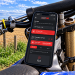 RideHQ bike maintenance app displayed on a motocross bike