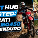 Callum Gordon riding the Ducati Desmo450 EDS enduro bike during the Dirt Hub Tested first ride in Italy