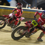 Tim Neave and Ashton Boughen racing for the VRX Dirt Store Ducati Flat Track team