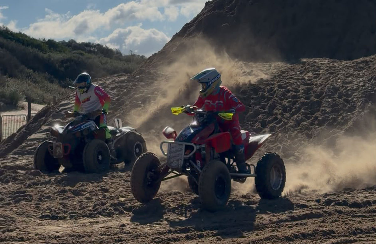 Riders competing in the 2026 Weston Beach Race at Weston-super-Mare in Somerset