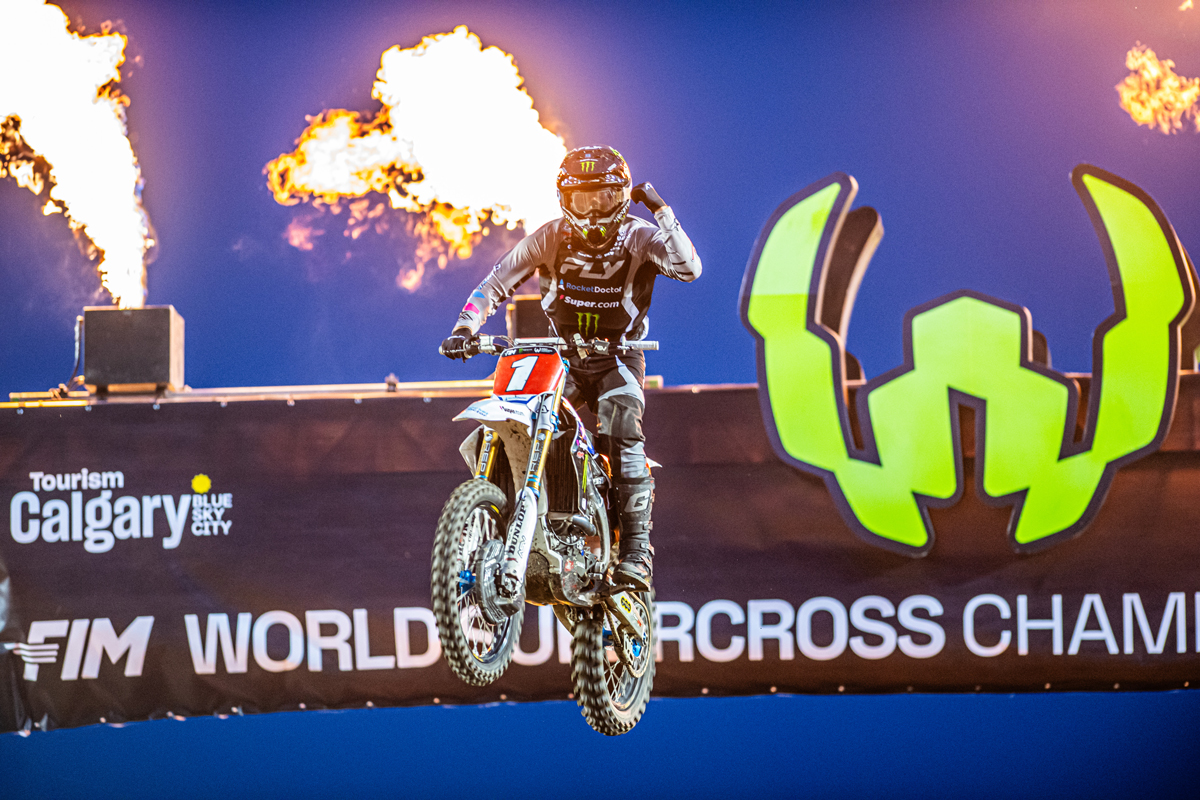Max Anstie racing at the 2026 World Supercross opener in Calgary