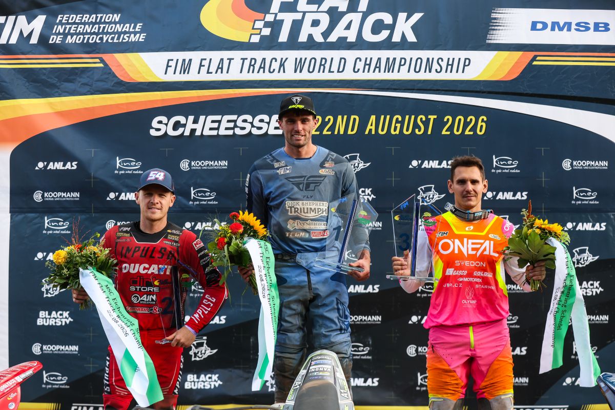 Jack Bell wins the 2026 FIM Flat Track World Championship round at Scheessel