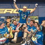 Steve Holcombe celebrates winning the 2026 Enduro3 World Championship and his tenth world title