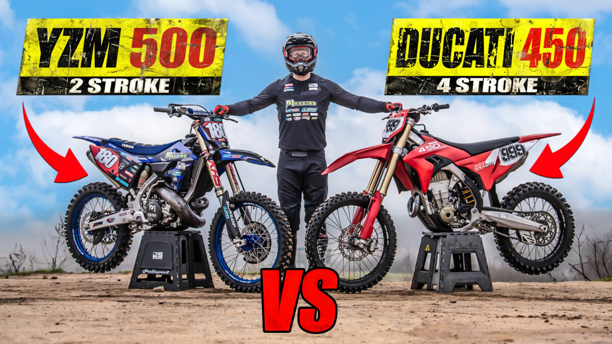 VIDEO: Whats Faster a Modern 500cc 2 Stroke or a Fully Loaded 4 Stroke Dirt Bike?